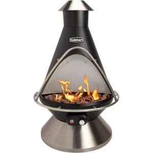 imageCuisinart COH600 Chimenea Propane Fire Pit Patio Heater with TipOver Safety Switch 8 lbs Lava Rocks Included 31quot x 31quot x 48quotChimenea Propane Fire Pit