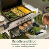 imageCuisinart 28 Outdoor Griddle with Hood  Stainless Steel Dual Burner 30000 BTU Gas Griddle Wheels 504 Sq In Cooking Surface with 2 Side Tables for Storage Perfect for BBQs Backyard and Patio28 Griddle  Broiler Combo