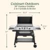 imageCuisinart 28 Outdoor Griddle with Hood  Stainless Steel Dual Burner 30000 BTU Gas Griddle Wheels 504 Sq In Cooking Surface with 2 Side Tables for Storage Perfect for BBQs Backyard and Patio28 Griddle  Broiler Combo