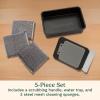 imageCuisinart 5Piece Grill ampamp Griddle Scrubber Set Bristle Free Stainless Steel 3 Steam Cleaning Sponges with Water Tray Perfect for Grill ampamp Griddle Cleaning Easy Stain Remover BBQ ampamp Camping ToolBlackGray