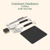 imageCuisinart 5Piece Stainless Steel Grill Tool Set Bristle Free Grill Brush Stainless Steel Locking Tongs Spatula and Silicone Mat Durable BBQ Tools for Outdoor Cooking