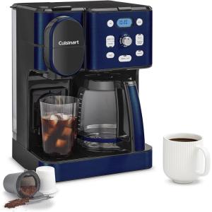 imageCuisinart Coffee Maker 12Cup Glass Carafe Automatic Hot ampamp Iced Coffee Maker Single Server Brewer Stainless Steel SS16Navy Blue