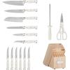 imageCuisinart 15Piece Knife Set with Block High Carbon Stainless Steel Forged Triple Rivet White C77WTR15PNatural