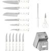 imageCuisinart 15Piece Knife Set with Block High Carbon Stainless Steel Forged Triple Rivet White C77WTR15PWhiteGrey