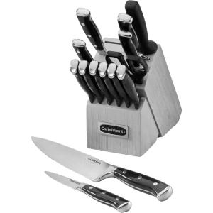 imageCuisinart 15Piece Knife Set with Block High Carbon Stainless Steel Forged Triple Rivet White C77WTR15PBlackGray