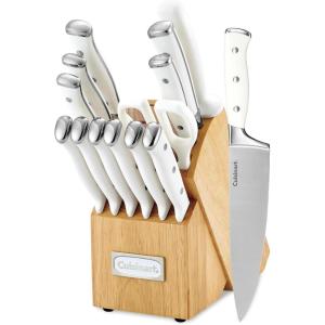 imageCuisinart 15Piece Knife Set with Block High Carbon Stainless Steel Forged Triple Rivet White C77WTR15PWhite