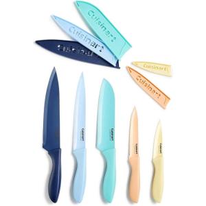 imageCuisinart C5510PWM Ceramic Coated Knife Set with Blade Guard Sheaths 10 Piece Set in Faux MarbleDark Pastels