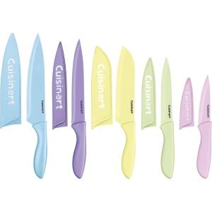 imageCuisinart C5510PWM Ceramic Coated Knife Set with Blade Guard Sheaths 10 Piece Set in Faux MarblePastel Brights