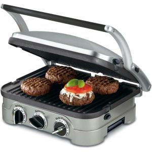 imageCuisinart Griddler Indoor Grill Panini Press Sandwich Maker ampamp More 5in1 Grilling DishwasherSafe Nonstick Cooking Plates GR4NNAS Stainless SteelGriddler