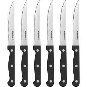 imageCuisinart Knife Set 6pc Steak Knife Set with Steel Blades for Precise Cutting Lightweight Stainless Steel ampamp Durable C77TR6PSK BlackBlack