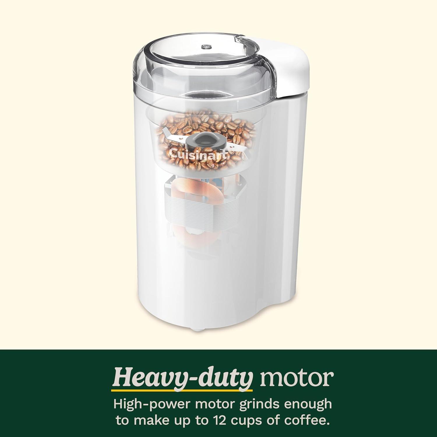 imageCuisinart Coffee Grinder One Touch Control Coffee Bean Grinder with Stainless Steel Bowl and Blades 25 oz70g Capacity Enough for 12 Cups OnOff Switch with Safety Interlock DCG20N WhiteWhite