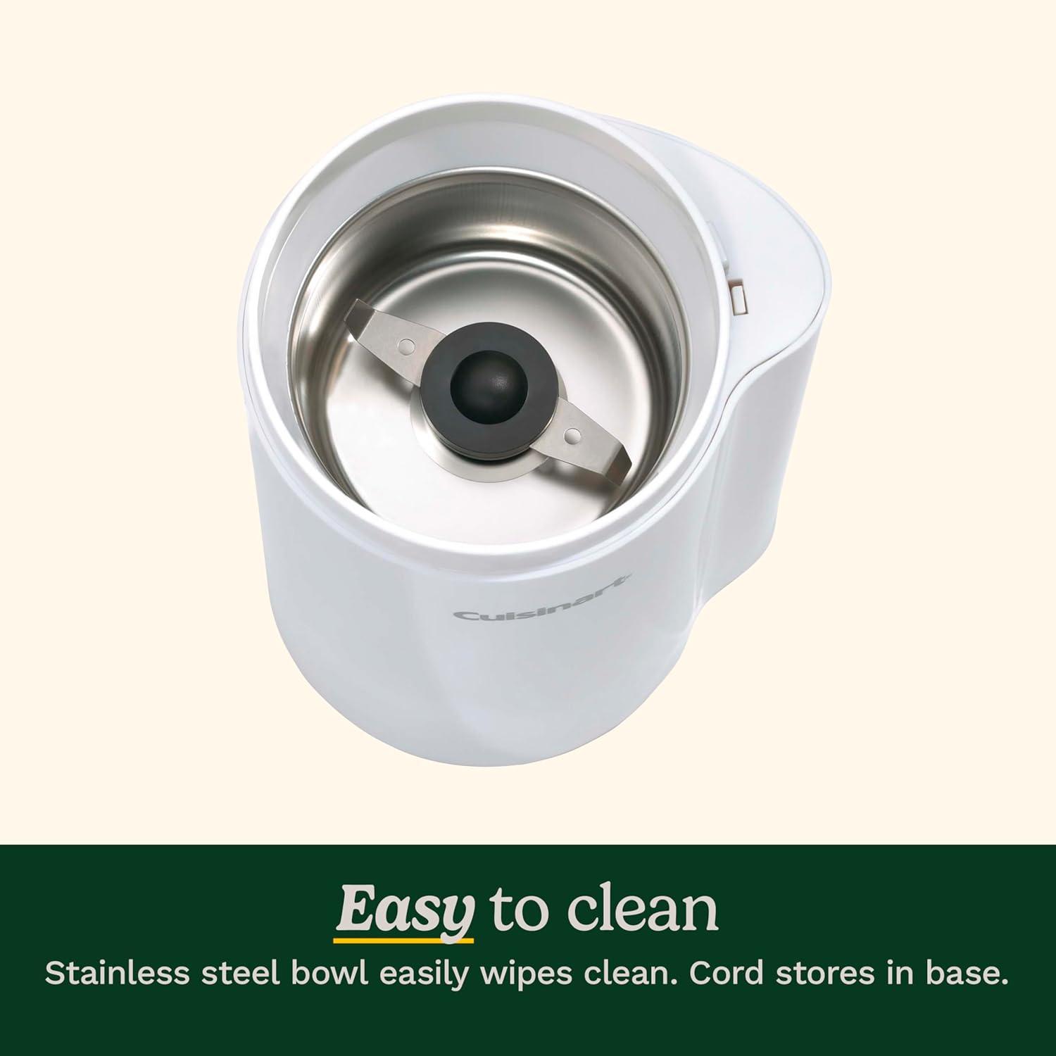 imageCuisinart Coffee Grinder One Touch Control Coffee Bean Grinder with Stainless Steel Bowl and Blades 25 oz70g Capacity Enough for 12 Cups OnOff Switch with Safety Interlock DCG20N WhiteWhite