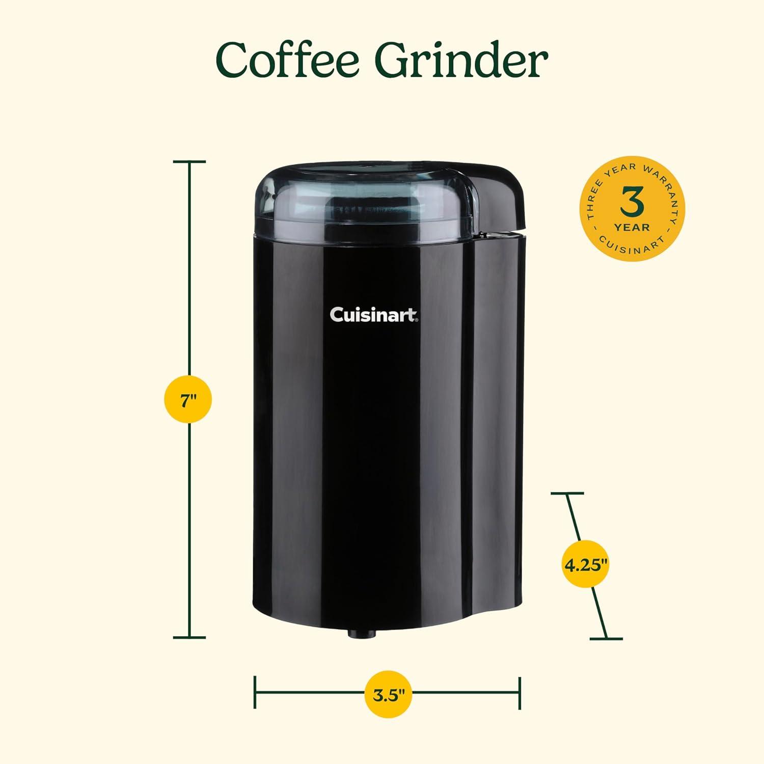 imageCuisinart Coffee Grinder One Touch Control Coffee Bean Grinder with Stainless Steel Bowl and Blades 25 oz70g Capacity Enough for 12 Cups OnOff Switch with Safety Interlock DCG20N WhiteBlack