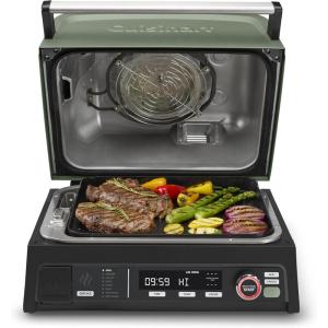 image:imageCuisinart FlavorBoost  8in1 Outdoor Electric Grill Portable Electric Grill Outdoor Barbecue Smoker amp Air Fry Cook 6 Steaks Versatile BBQ Smoker amp Portable BBQ Outdoors