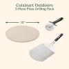 image:imageCuisinart 3 Piece Pizza Grilling Pack 13 Round Pizza Stone for Grill with Cutter and Foldable Stainless Steel Peel Complete Set to Build Your Own Pizzas at Home