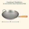 image:imageCuisinart 12 Carbon Steel Hammered Wok Traditional Round Bottom Stir Fry Pan with Wooden amp Helper Handle for Authentic Asian Cuisine Wok Hei Cooking Perfect for StirFry Saut amp Deep Fry14 Carbon Steel Hammered Wok