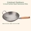 image:imageCuisinart 12 Carbon Steel Hammered Wok Traditional Round Bottom Stir Fry Pan with Wooden amp Helper Handle for Authentic Asian Cuisine Wok Hei Cooking Perfect for StirFry Saut amp Deep Fry12 Carbon Steel Hammered Wok