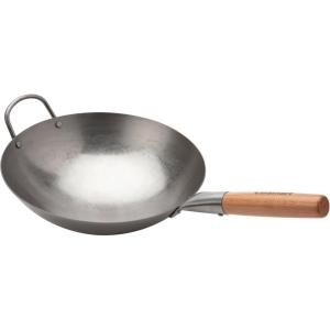 image:imageCuisinart 12 Carbon Steel Hammered Wok Traditional Round Bottom Stir Fry Pan with Wooden amp Helper Handle for Authentic Asian Cuisine Wok Hei Cooking Perfect for StirFry Saut amp Deep Fry12 Carbon Steel Hammered Wok