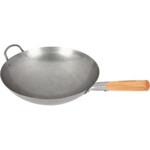 image:imageCuisinart 12 Carbon Steel Hammered Wok Traditional Round Bottom Stir Fry Pan with Wooden amp Helper Handle for Authentic Asian Cuisine Wok Hei Cooking Perfect for StirFry Saut amp Deep Fry14 Carbon Steel Hammered Wok