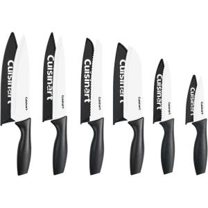 image:imageCuisinart Knife Set 12pc Ceramic Coated Knife Set with 6 Blades amp 6 Blade Guards Lightweight Stainless Steel Durable amp Dishwasher Safe Soft BlackBlackWhite