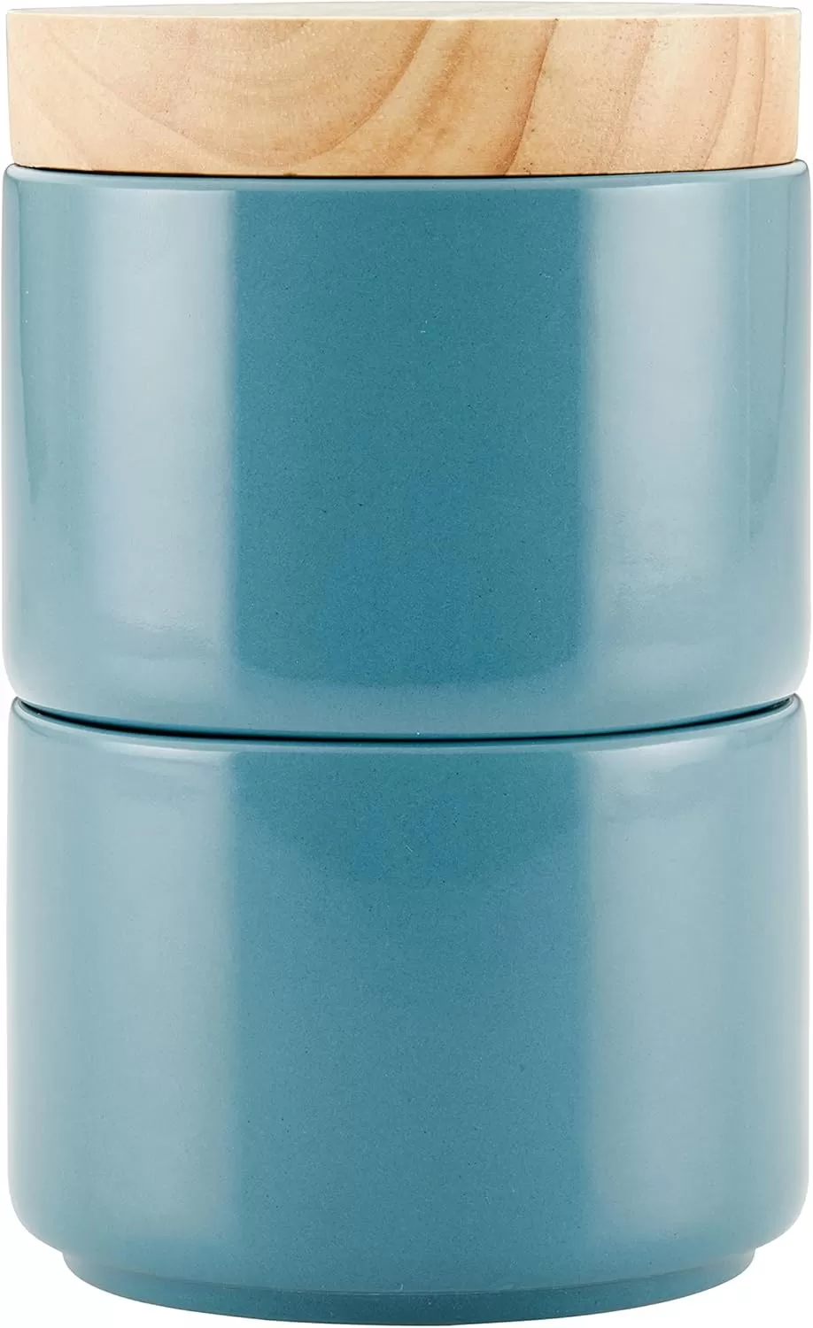 imageRachael Ray Ceramics Stacking SpiceSeasoning Box Set with Lid 2 Piece Light GrayAgave Blue