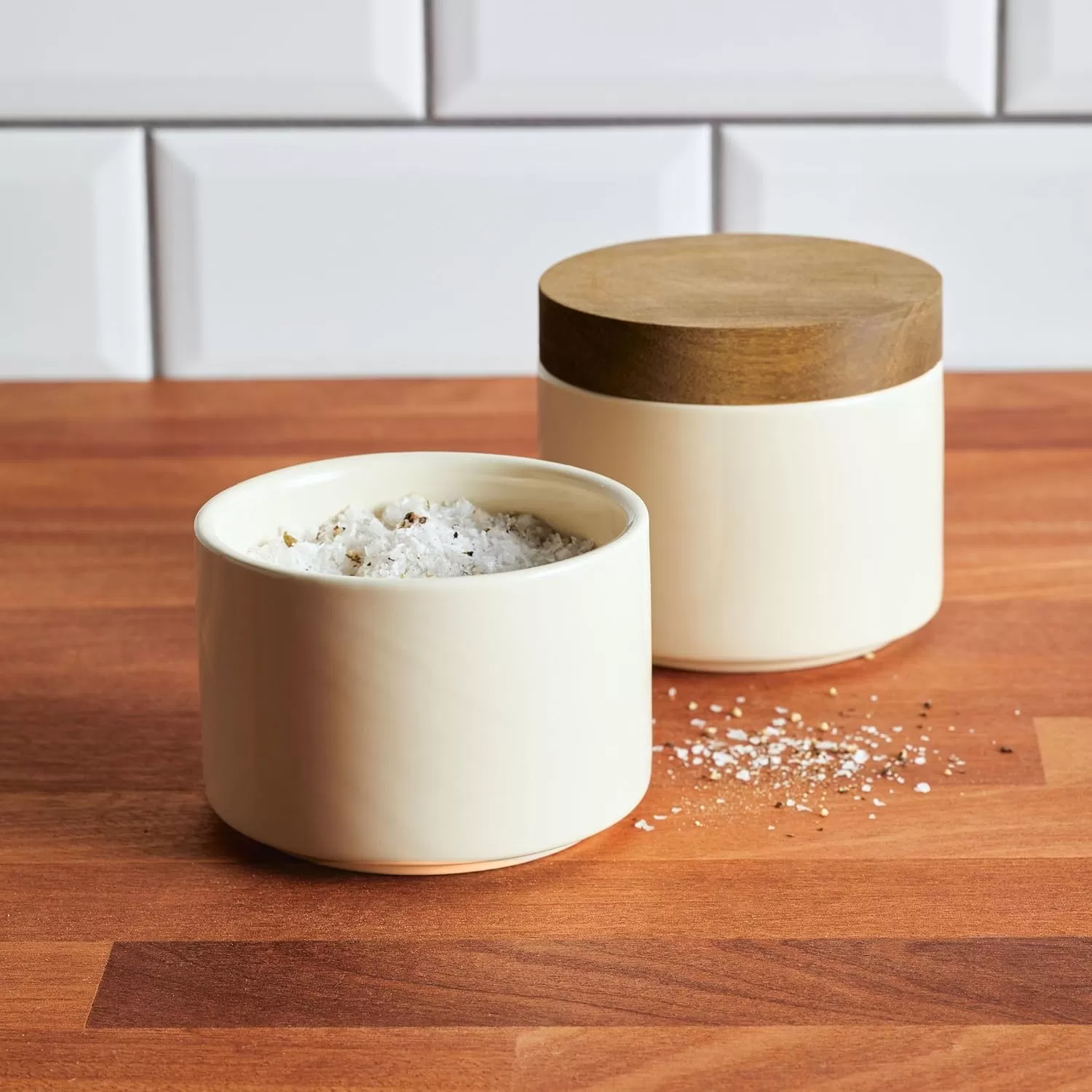 imageRachael Ray Ceramics Stacking SpiceSeasoning Box Set with Lid 2 Piece Light GrayAlmond