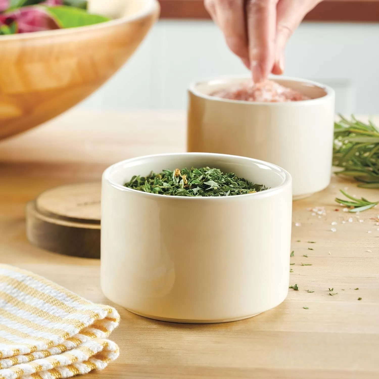 imageRachael Ray Ceramics Stacking SpiceSeasoning Box Set with Lid 2 Piece Light GrayAlmond