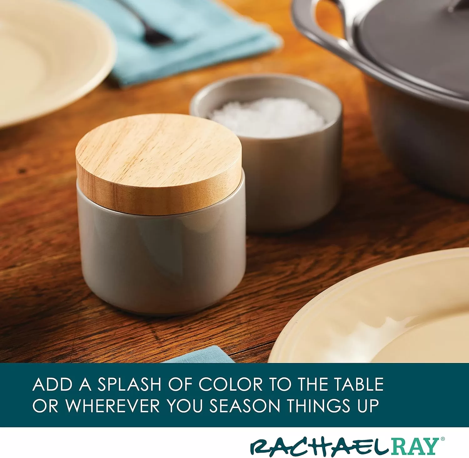imageRachael Ray Ceramics Stacking SpiceSeasoning Box Set with Lid 2 Piece Light GrayLight Gray