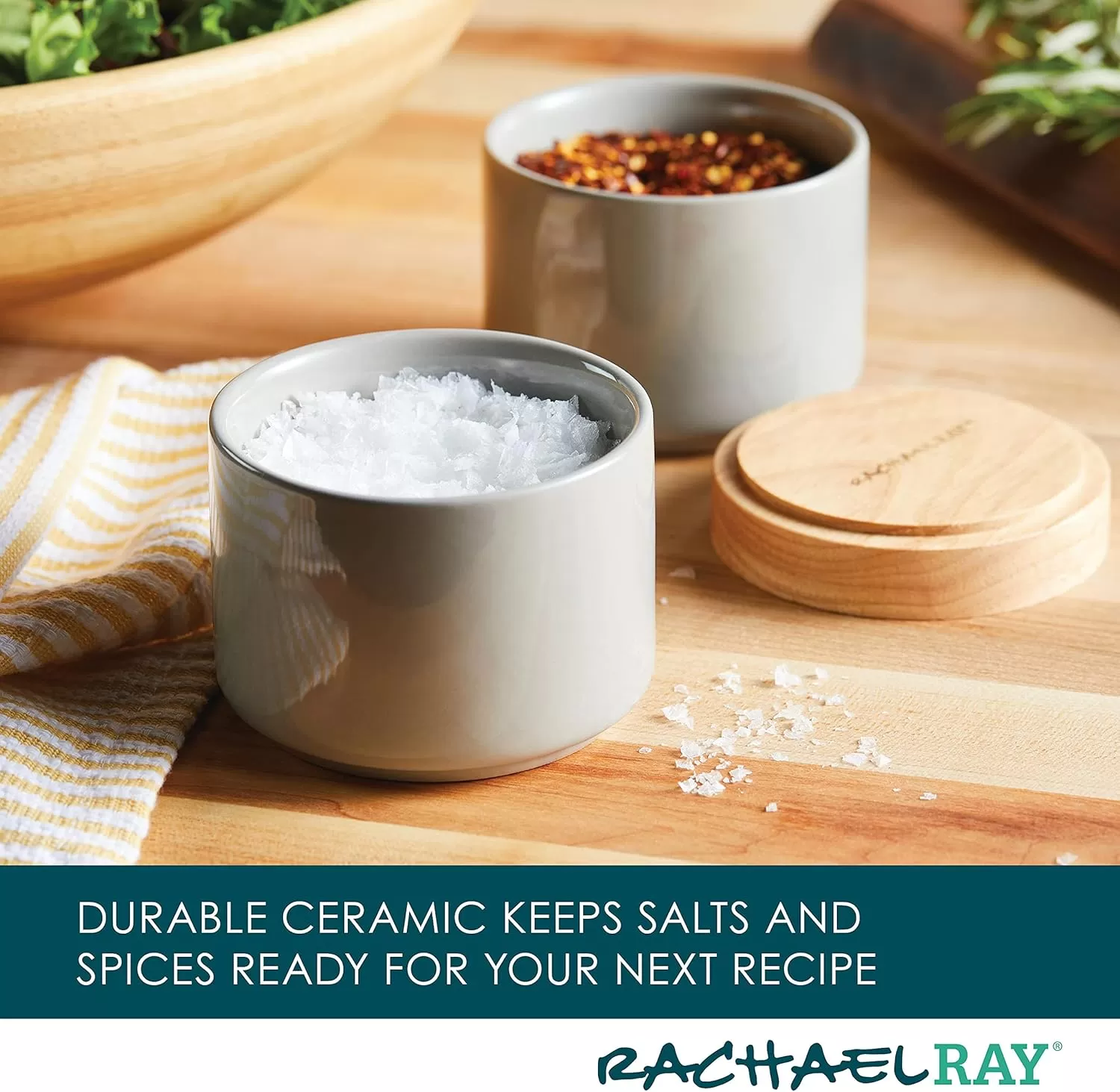 imageRachael Ray Ceramics Stacking SpiceSeasoning Box Set with Lid 2 Piece Light GrayLight Gray