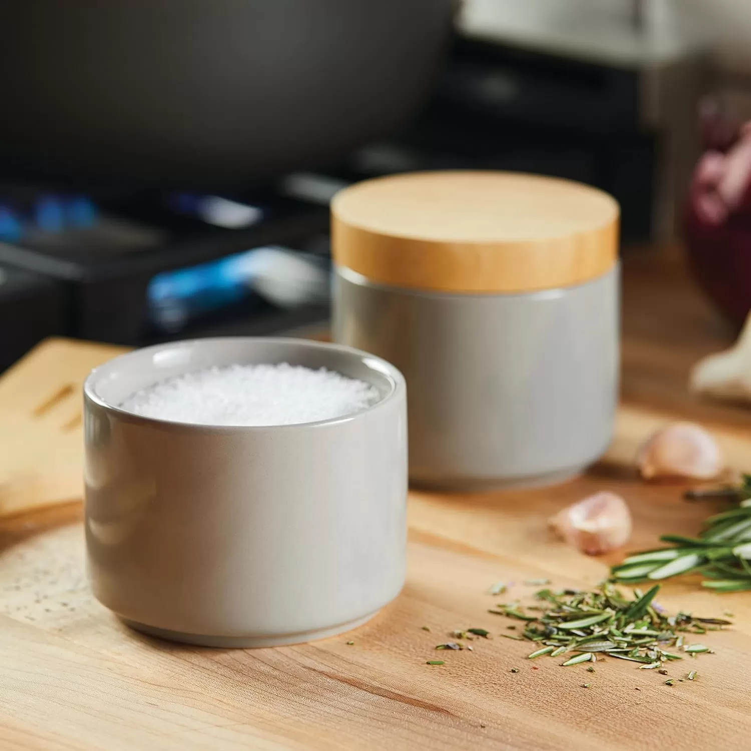 imageRachael Ray Ceramics Stacking SpiceSeasoning Box Set with Lid 2 Piece Light GrayLight Gray