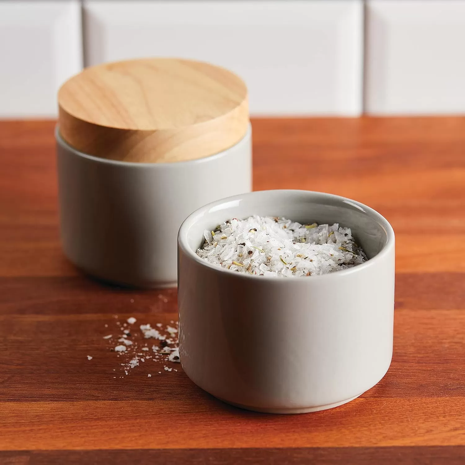 imageRachael Ray Ceramics Stacking SpiceSeasoning Box Set with Lid 2 Piece Light GrayLight Gray