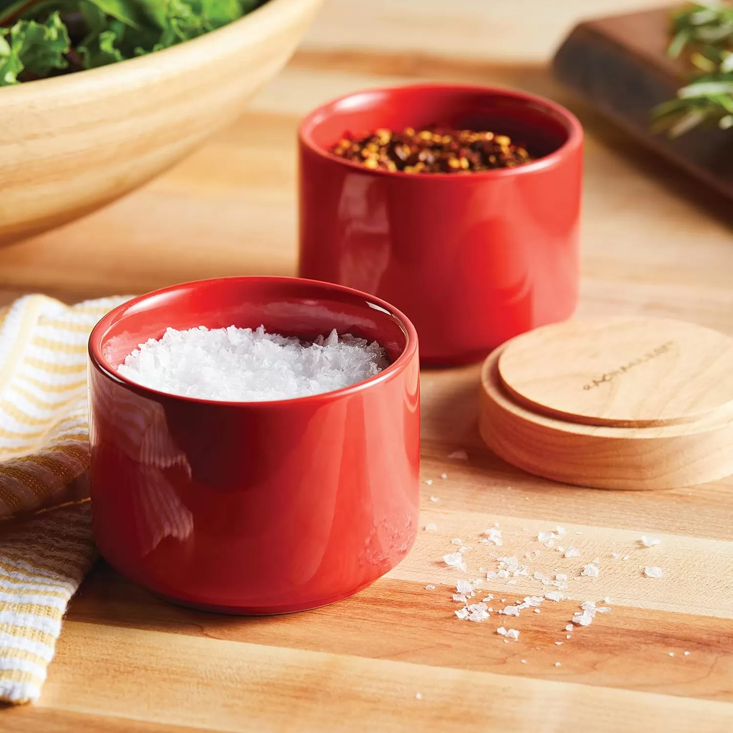 imageRachael Ray Ceramics Stacking SpiceSeasoning Box Set with Lid 2 Piece Light GrayRed