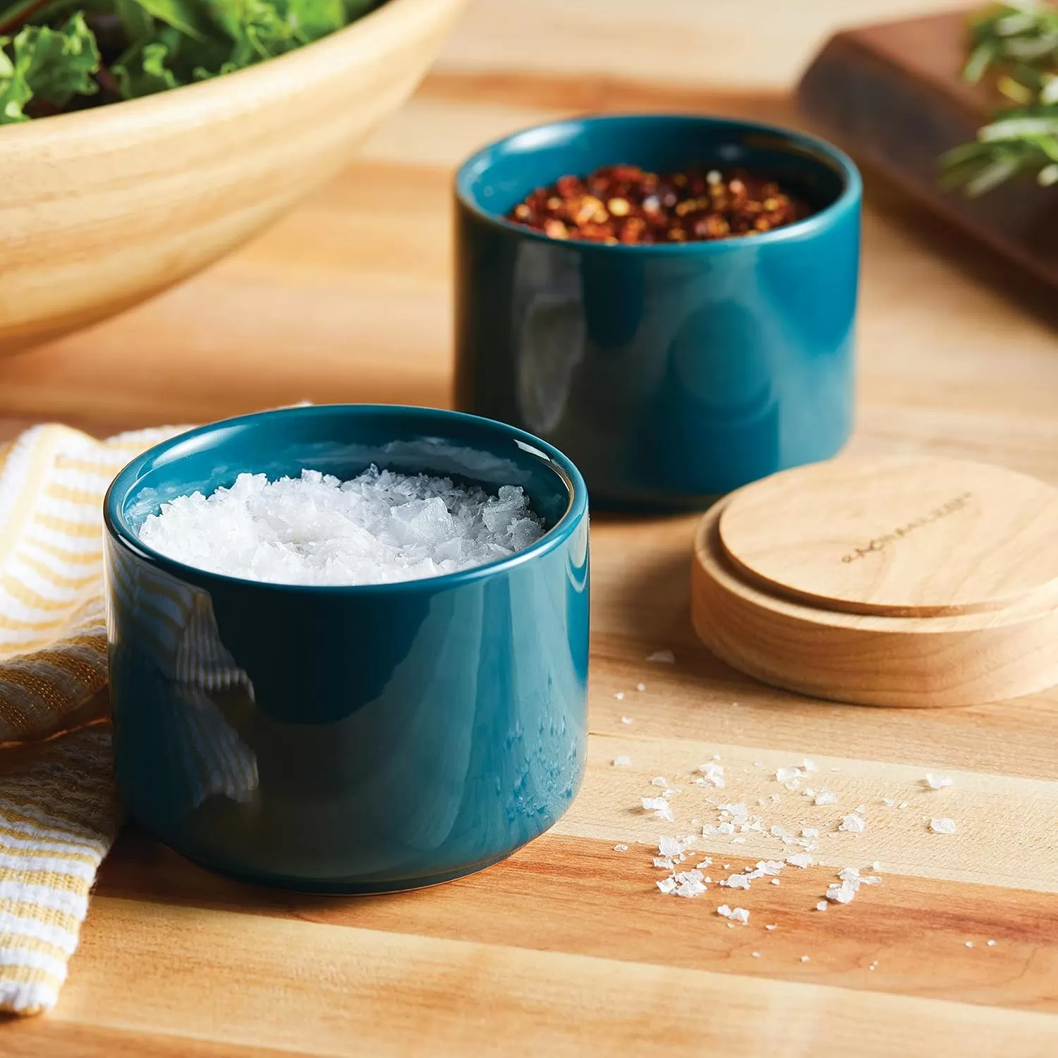 imageRachael Ray Ceramics Stacking SpiceSeasoning Box Set with Lid 2 Piece Light GrayTeal
