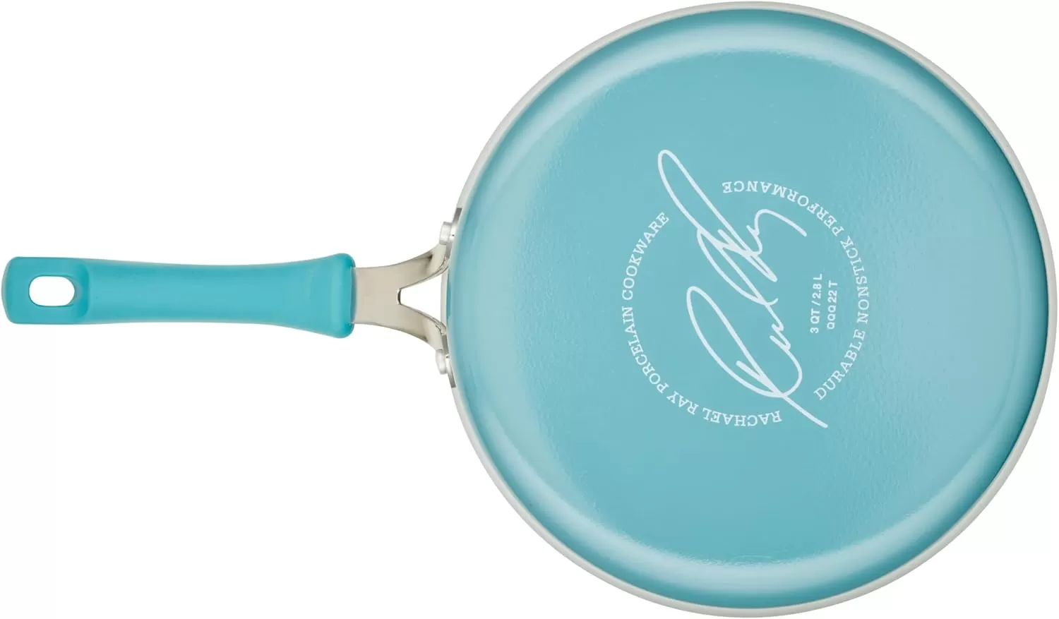 imageRachael Ray Cook  Create Nonstick Cookware Saute Pan with Lid 3 Quart  OrangeAgave Blue