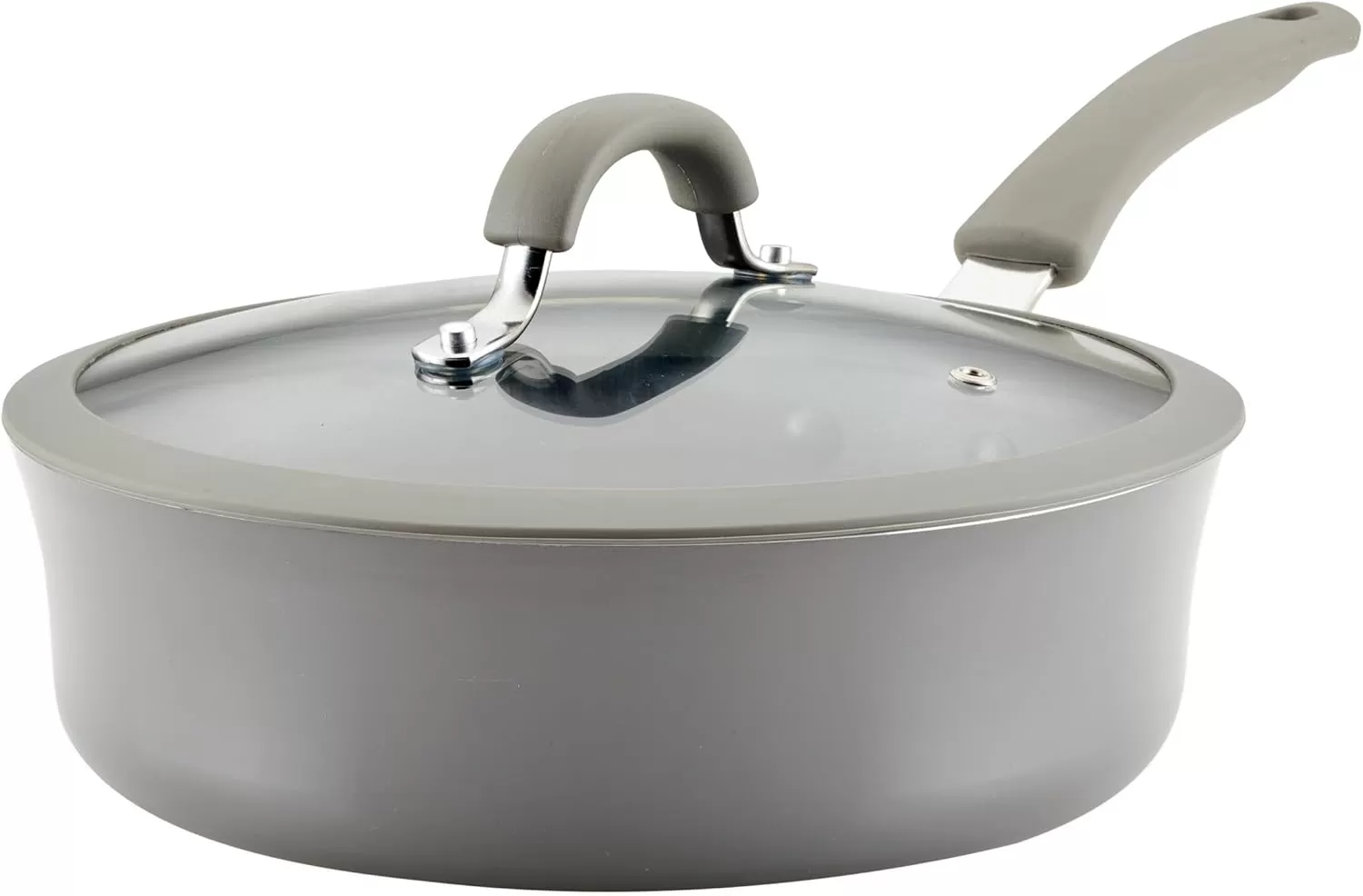imageRachael Ray Cook  Create Nonstick Cookware Saute Pan with Lid 3 Quart  OrangeGray