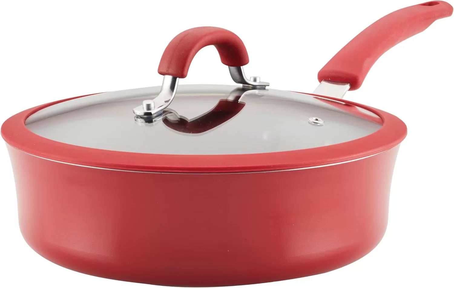 imageRachael Ray Cook  Create Nonstick Cookware Saute Pan with Lid 3 Quart  OrangeRed