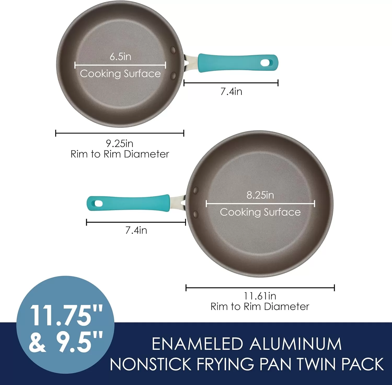 imageRachael Ray Cook  Create Nonstick Frying PansSkillet Set 95 Inch and 1175 Inch RedAgave Blue