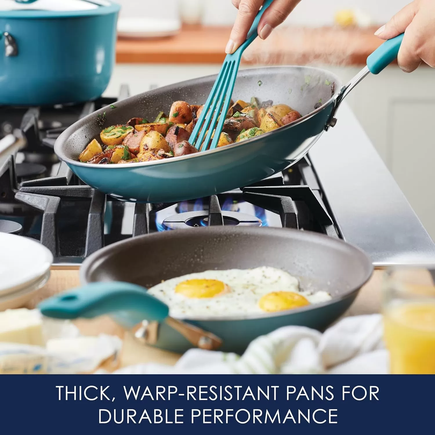 imageRachael Ray Cook  Create Nonstick Frying PansSkillet Set 95 Inch and 1175 Inch RedAgave Blue