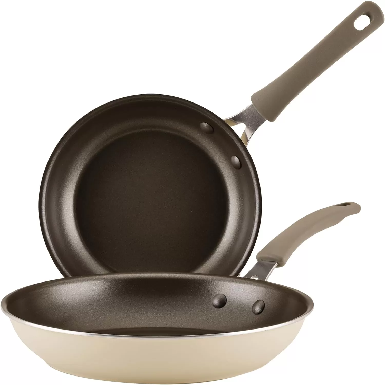 imageRachael Ray Cook  Create Nonstick Frying PansSkillet Set 95 Inch and 1175 Inch RedAlmond