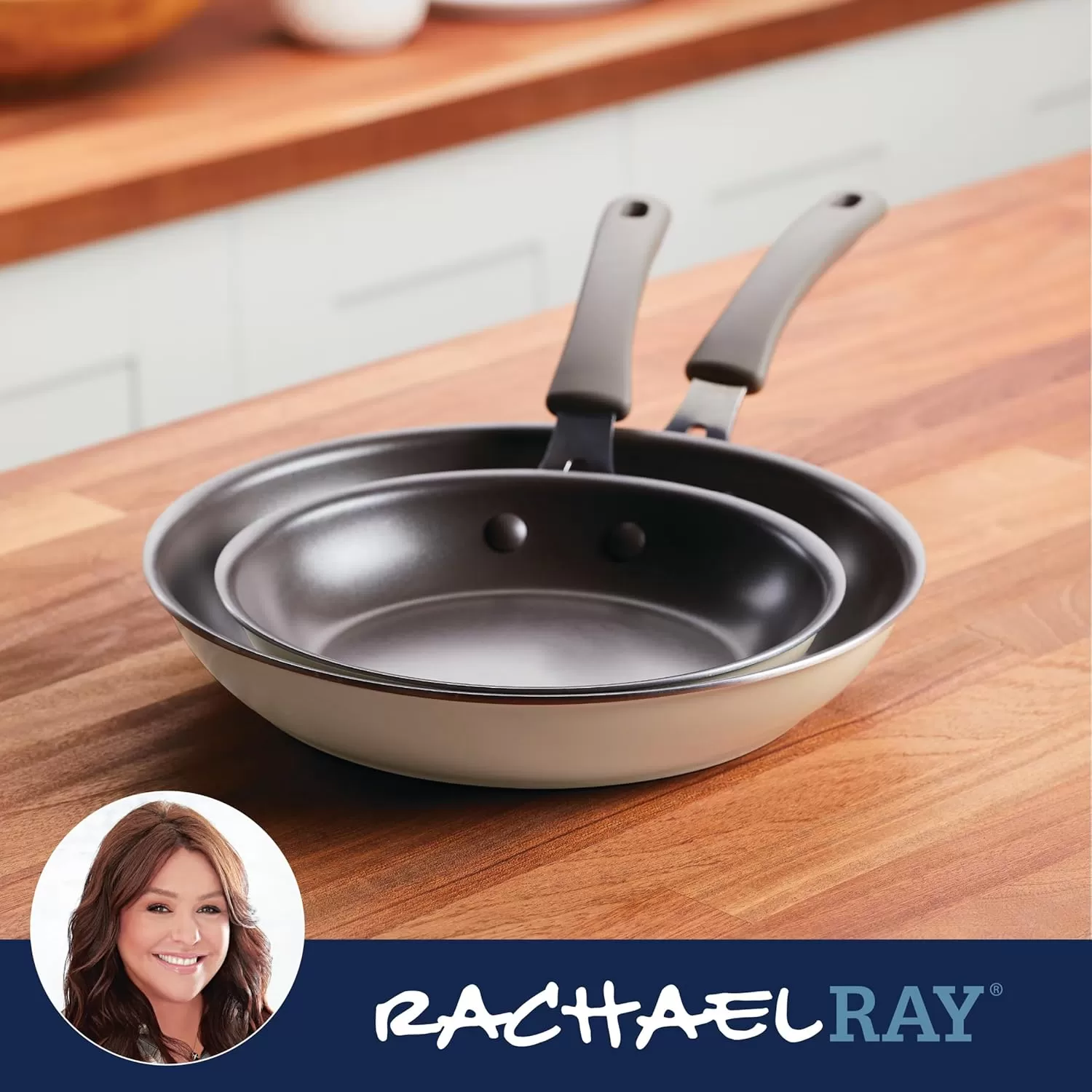 imageRachael Ray Cook  Create Nonstick Frying PansSkillet Set 95 Inch and 1175 Inch RedAlmond