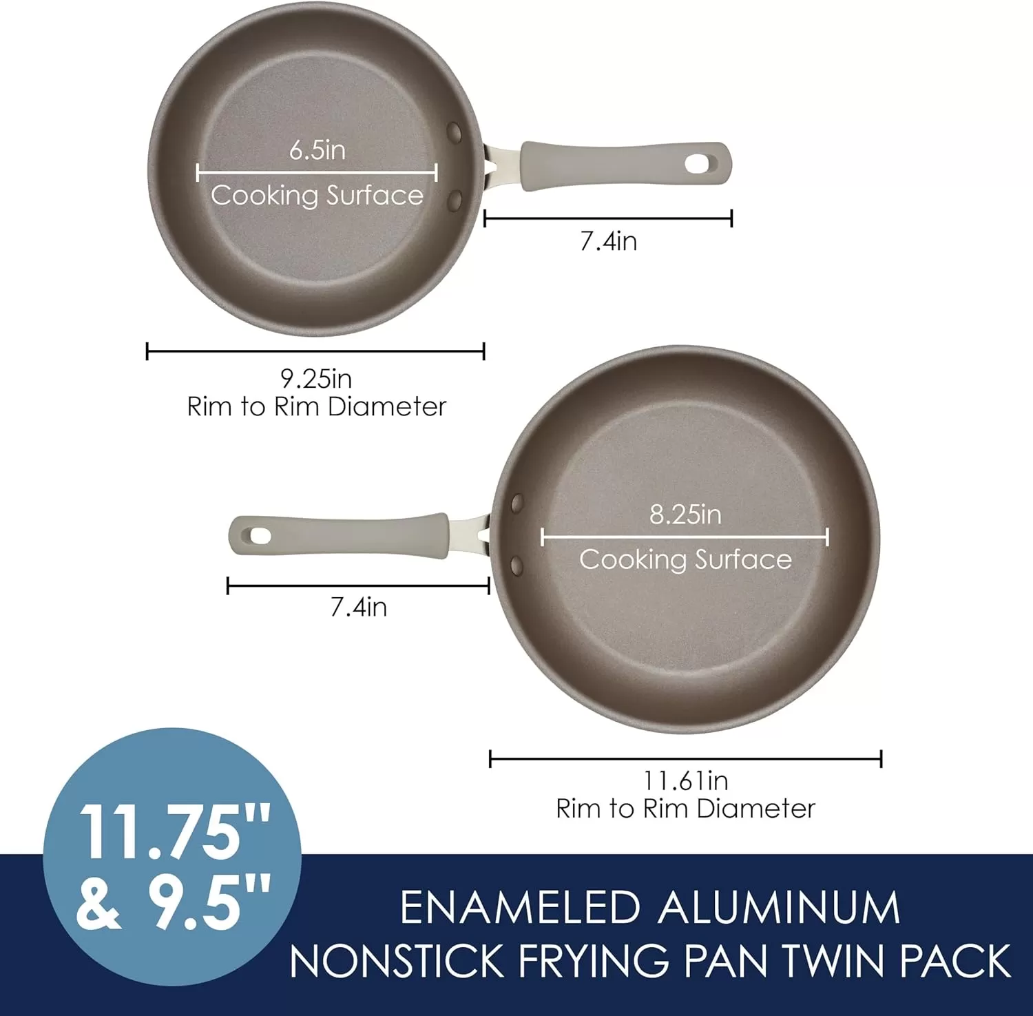 imageRachael Ray Cook  Create Nonstick Frying PansSkillet Set 95 Inch and 1175 Inch RedGray