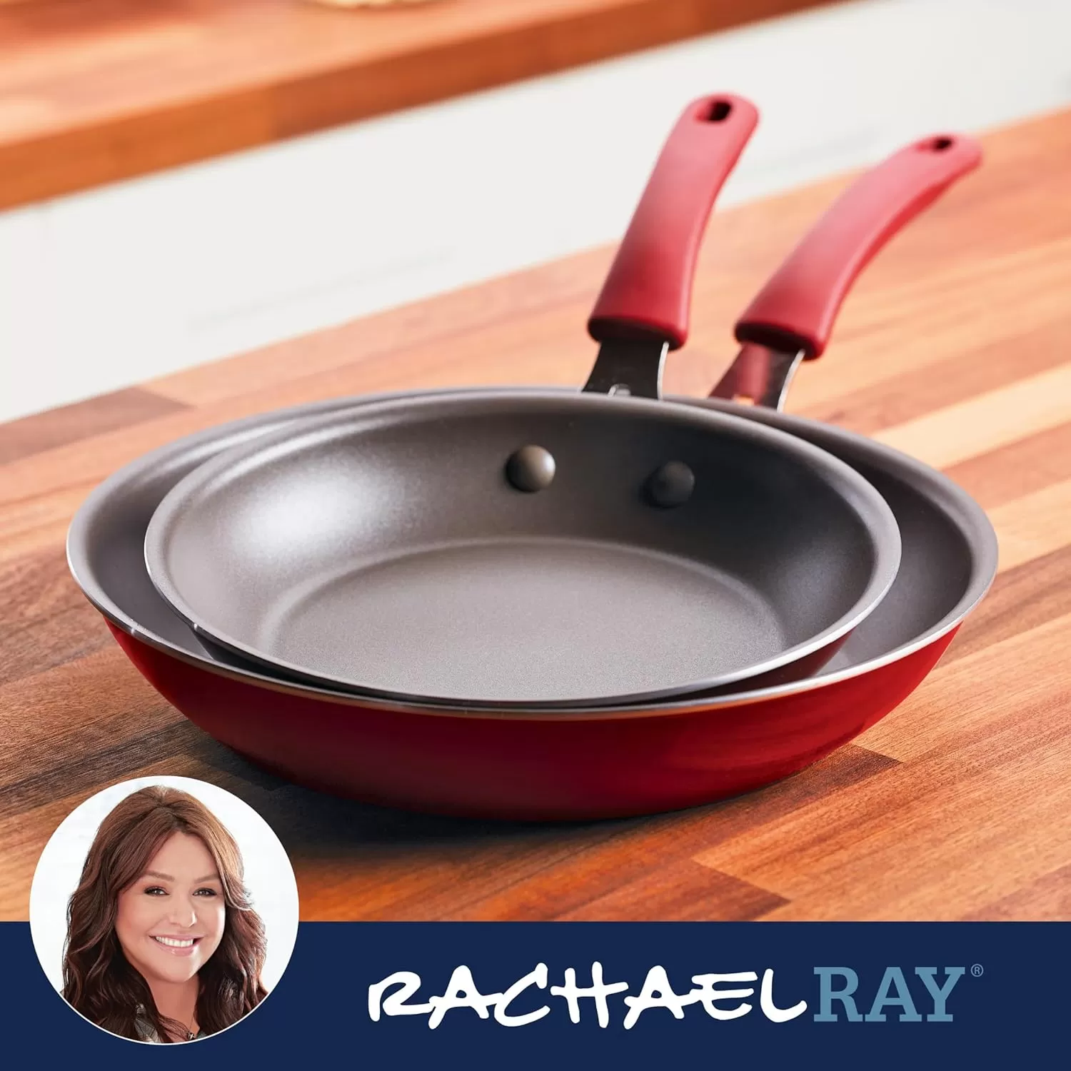 imageRachael Ray Cook  Create Nonstick Frying PansSkillet Set 95 Inch and 1175 Inch RedRed