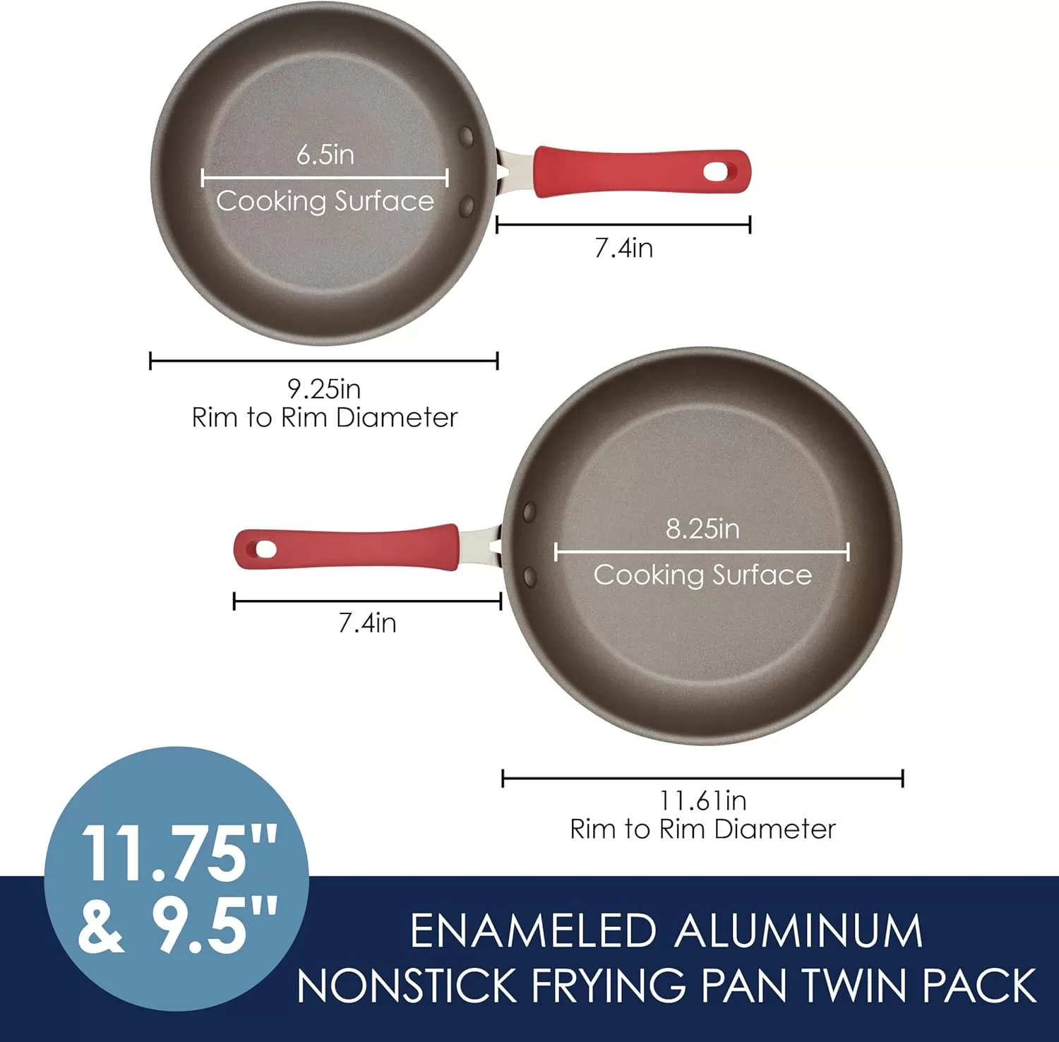 imageRachael Ray Cook  Create Nonstick Frying PansSkillet Set 95 Inch and 1175 Inch RedRed