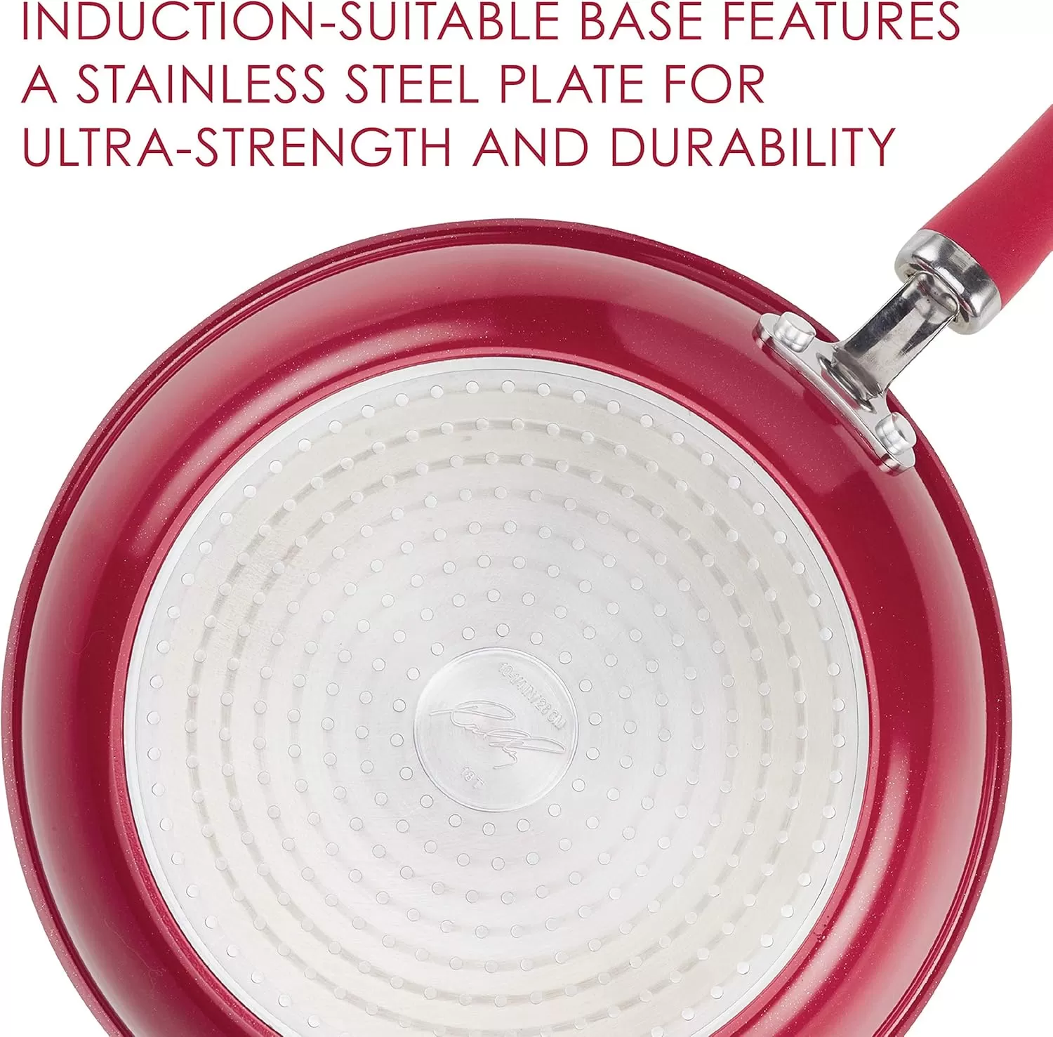 imageRachael Ray Create Delicious Deep Nonstick Frying Pan  Fry Pan  Skillet with Lid  95 Inch RedRed Shimmer
