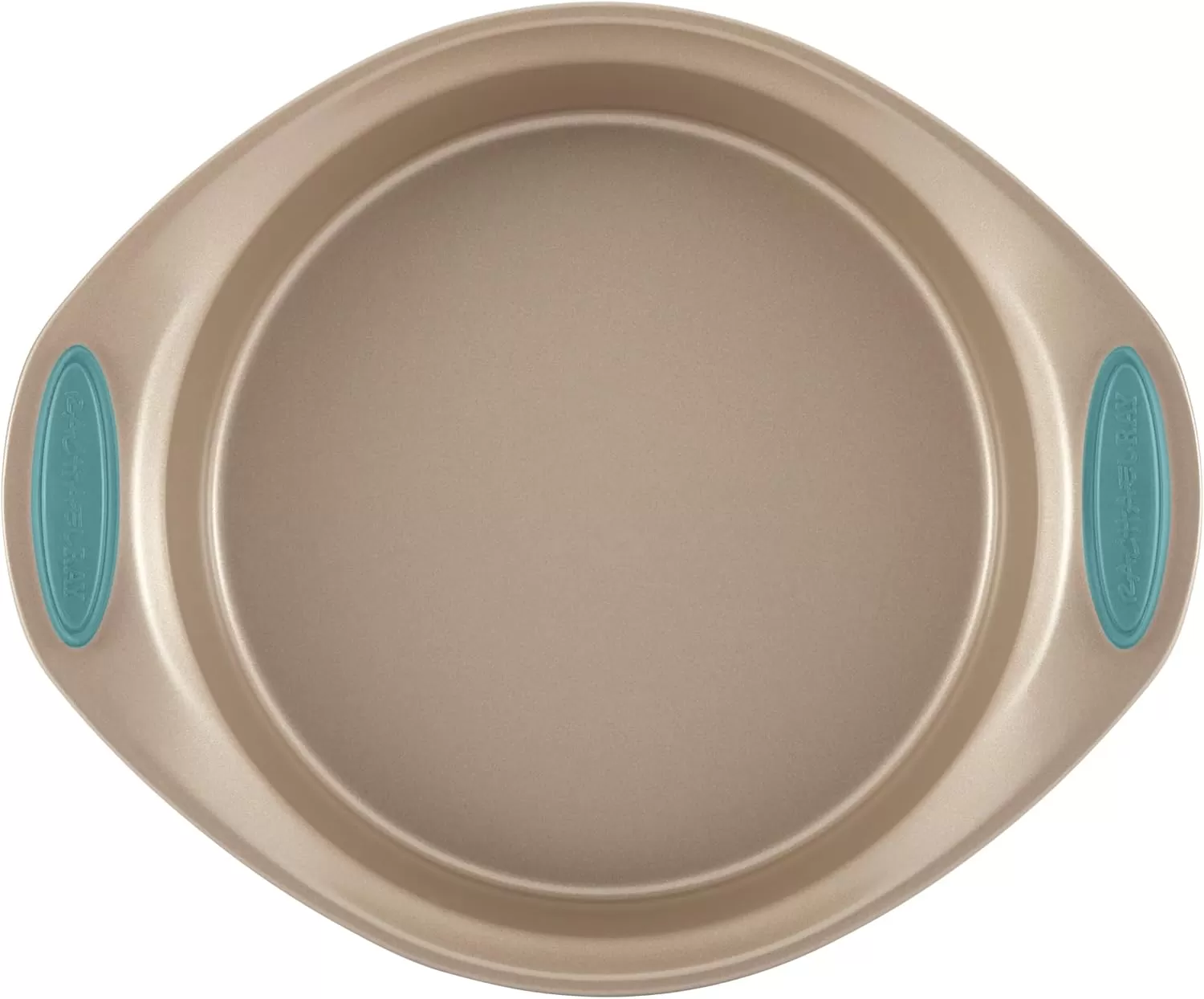 imageRachael Ray Cucina Bakeware Set Includes Nonstick Bread Baking Cookie Sheet and Cake Pans 5 Piece Latte Brown with Agave Blue GripsLatte Brown with Agave Blue Grips