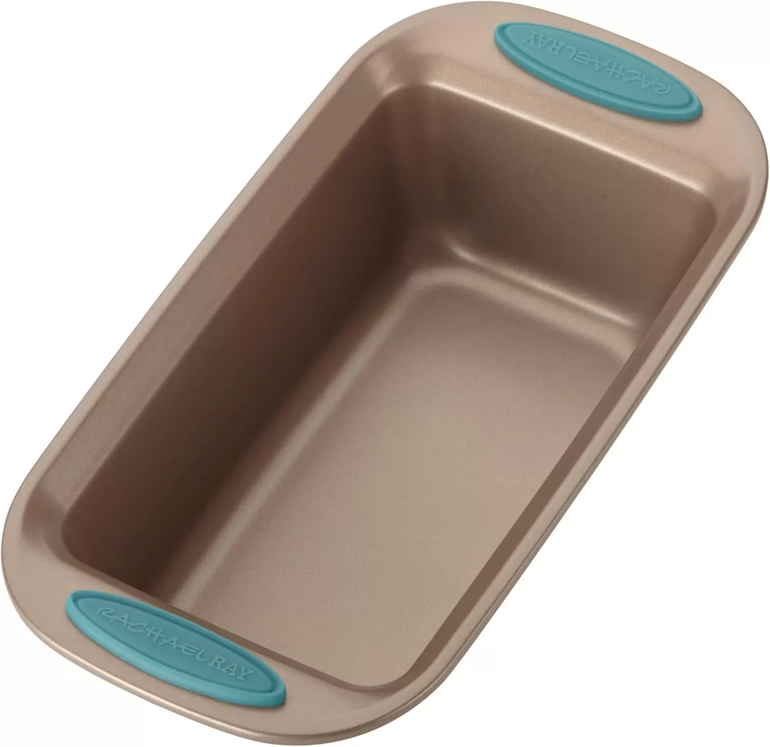 imageRachael Ray Cucina Bakeware Set Includes Nonstick Bread Baking Cookie Sheet and Cake Pans 5 Piece Latte Brown with Agave Blue GripsLatte Brown with Agave Blue Grips