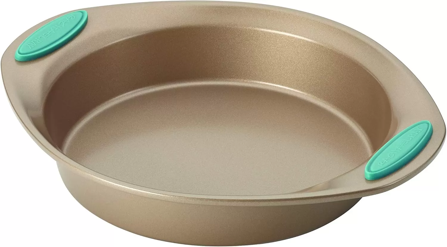 imageRachael Ray Cucina Bakeware Set Includes Nonstick Bread Baking Cookie Sheet and Cake Pans 5 Piece Latte Brown with Agave Blue GripsLatte Brown with Agave Blue Grips