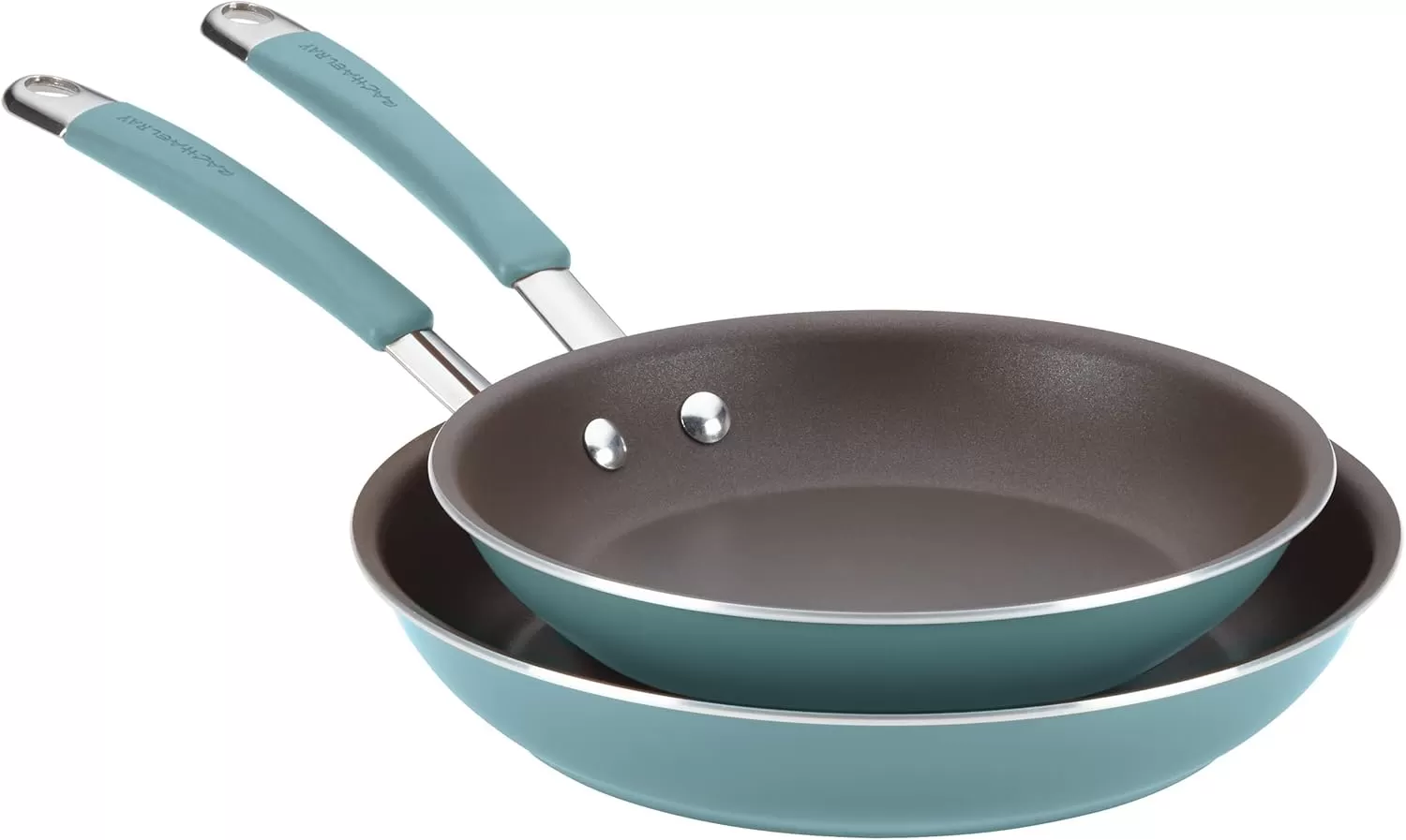 imageRachael Ray Cucina Ceramic Nonstick Saute Pan with Lid 3 Quart Non Stick Sauteuse Pan Dishwasher Safe  AlmondAgave Blue