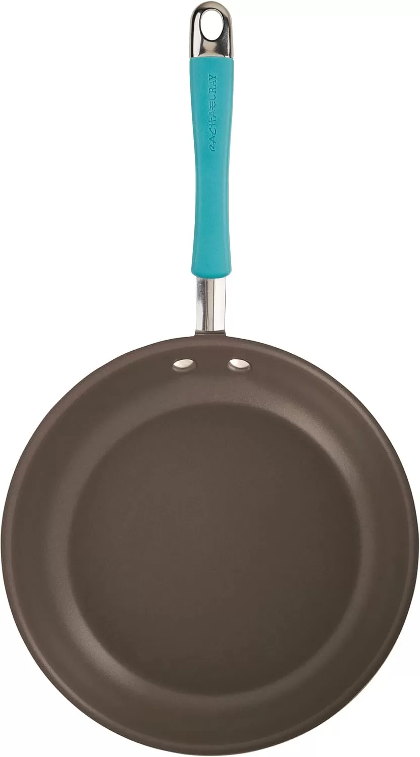 imageRachael Ray Cucina Ceramic Nonstick Saute Pan with Lid 3 Quart Non Stick Sauteuse Pan Dishwasher Safe  AlmondAgave Blue