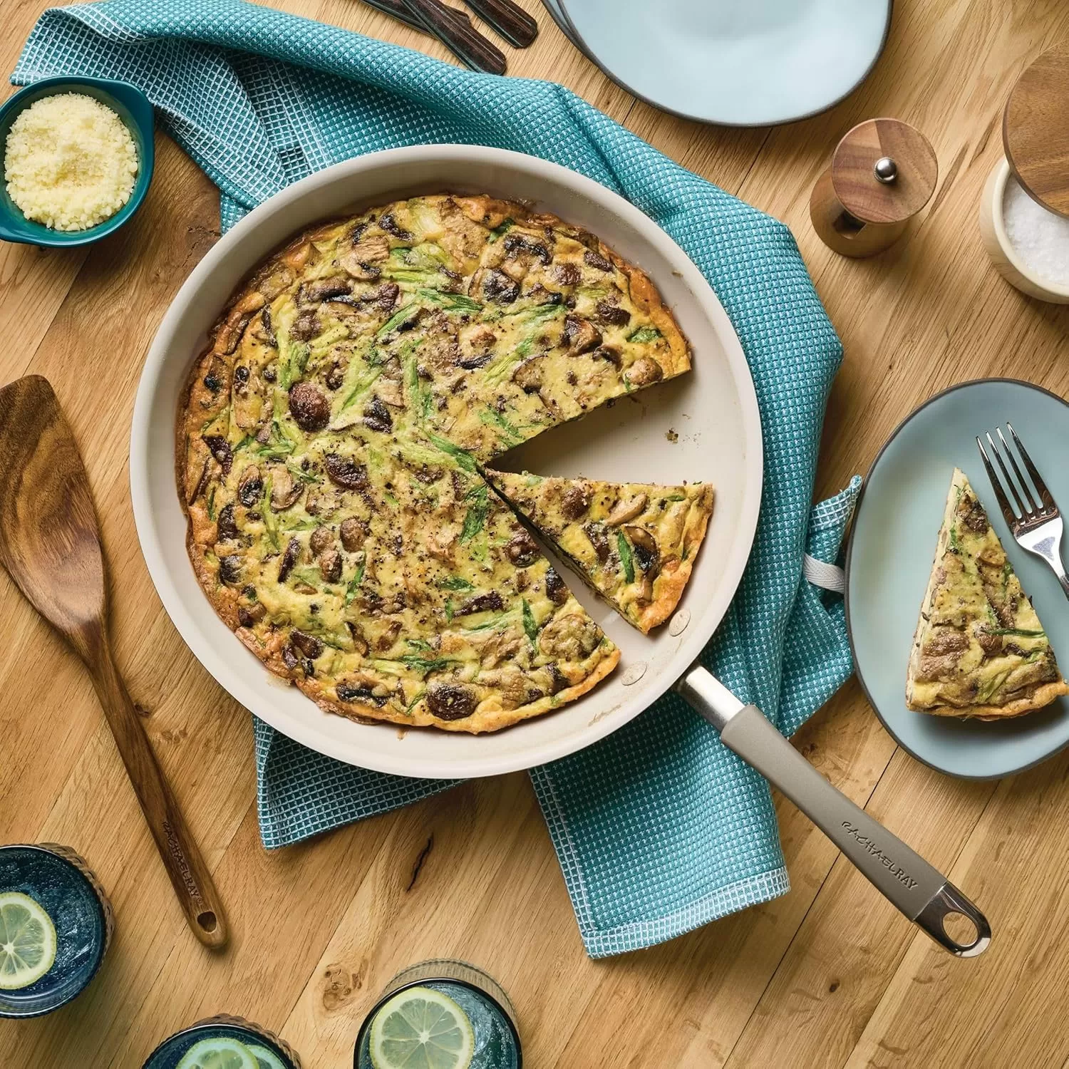 imageRachael Ray Cucina Ceramic Nonstick Saute Pan with Lid 3 Quart Non Stick Sauteuse Pan Dishwasher Safe  AlmondAlmond
